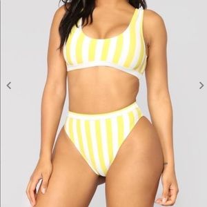 Fashion Nova Madrid Striped Bikini Set- Yellow